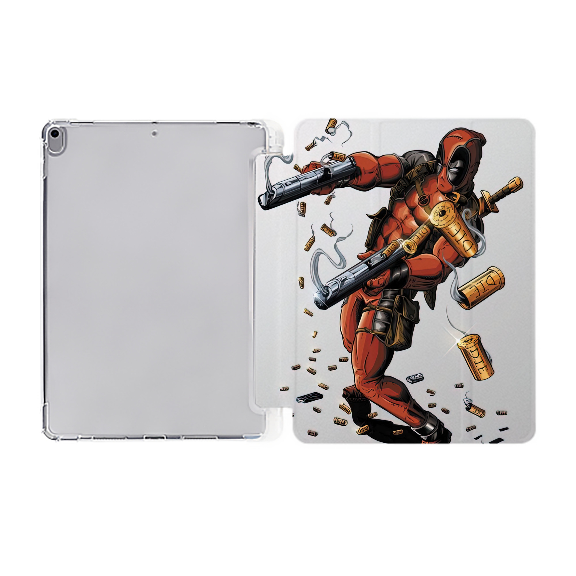 （画像用） Deadpool デッドプール IPad ケース ペン収納付き 三つ折りスタンド PUレザー×シリコン 対応機種9.5/10.5/10.9インチ